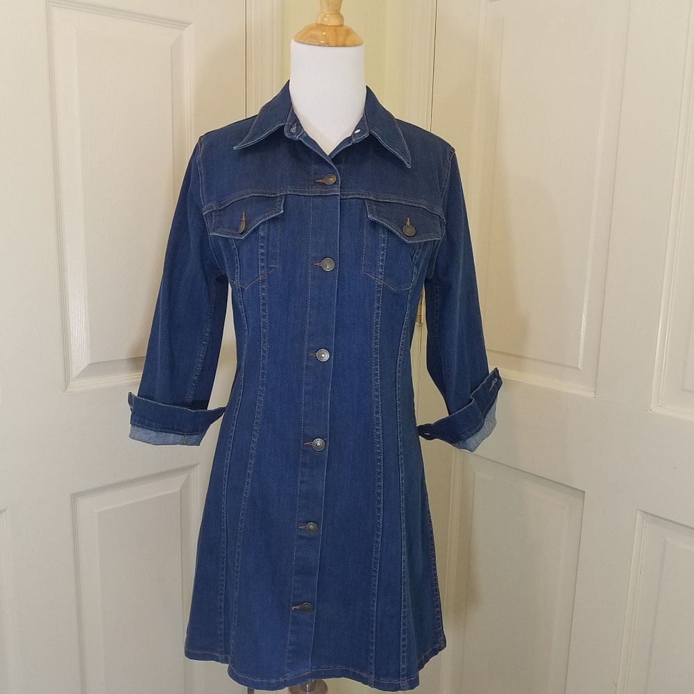 ZARA DENIM BUTTON UP DRESS NWT - Picture 2 of 5